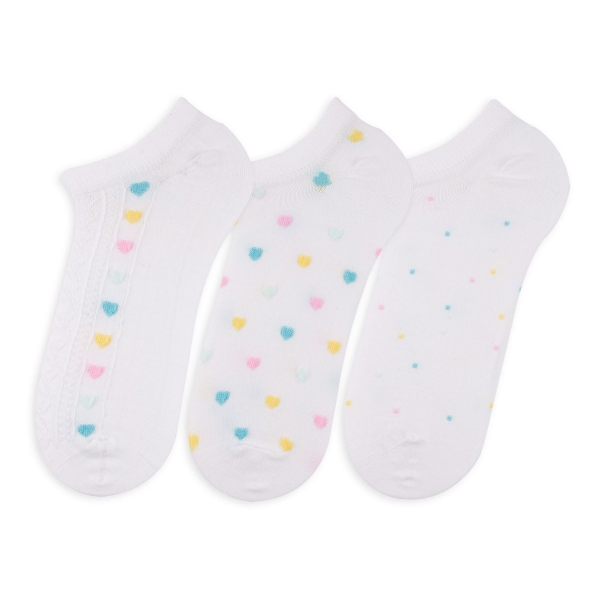 3 Pairs Dot.Embossed Patterned Women Socks Size: (36 - 38) - White