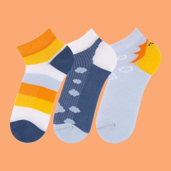 3 Pairs Sunny Boys Ankle Socks Asorty Size (22 - 24 ) Age: 1-2 - Blue  / Yellow