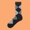 1 Pair Checked Patterned Men Socks Asorty ( 39 - 42 ) - Grey / Black / Claret Red