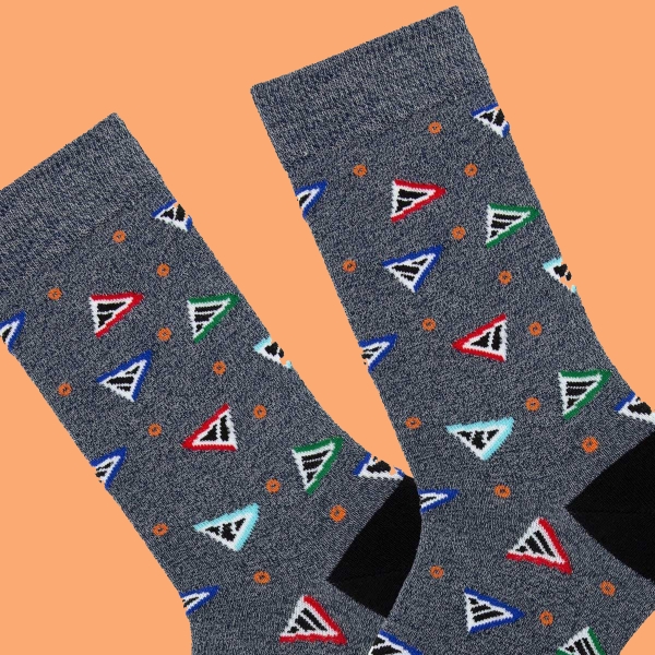 1 Pair Geometric Patterned Teenage Men Socks Asorty ( 37 - 39 ) - Anthracite