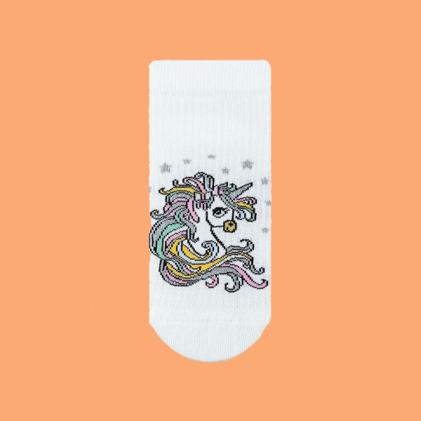 1 Pair Star Patterned Girls Crew Socks Asorty ( 25 - 27 ) Age: 2-4 Years - White