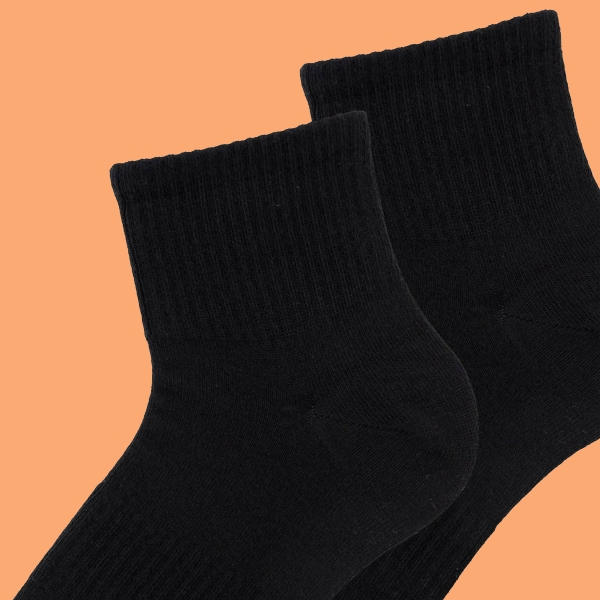 1 Pair Simple Patterned Men Mid Calf Socks Asorty ( 43 - 45 ) - Black