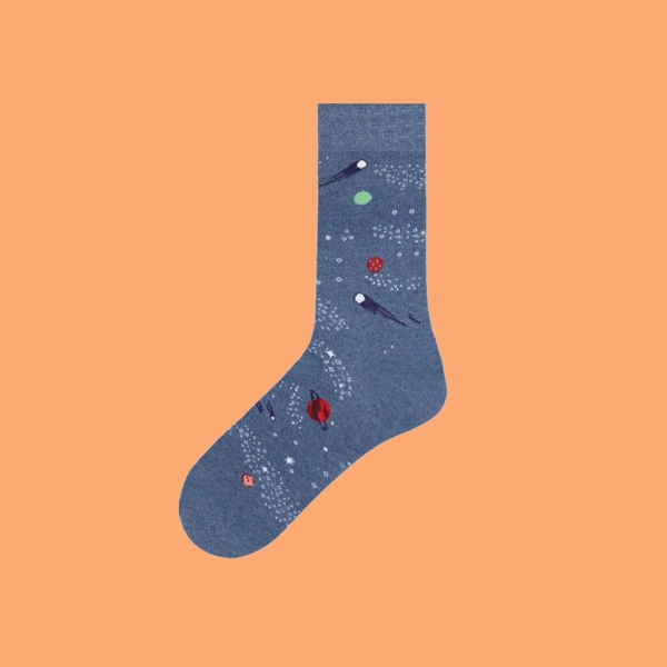 1 Pair Meteorite Patterned Teenage Men Vaiter Socks Asorty ( 40 - 42 ) - Blue