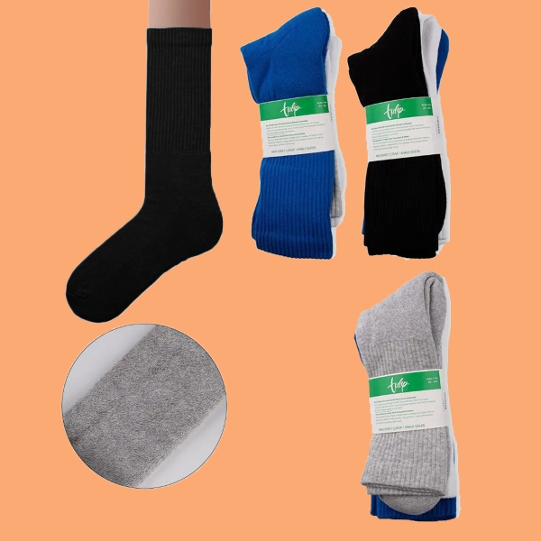 3 Pairs Simple Patterned Men Socks Asorty ( 40 - 44 ) - Grey / Blue / Black