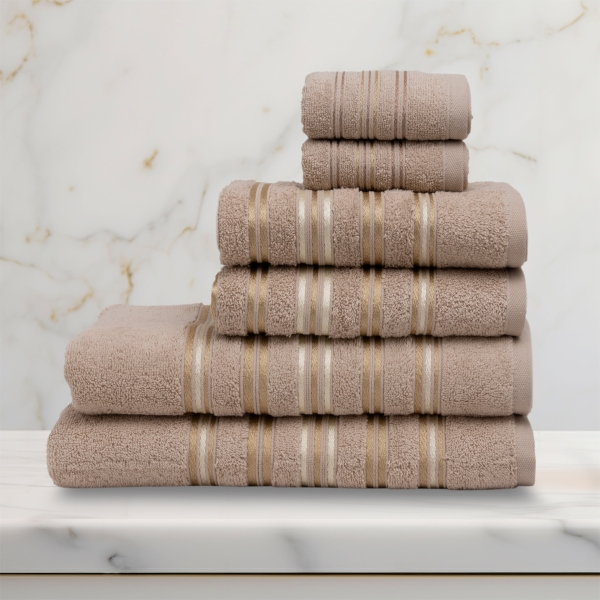 6 Pieces Lineage Premium Cotton Towel Set - Beige