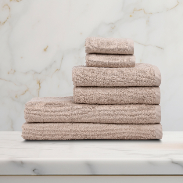 6 Pieces Cool Premium Cotton Towel Set - Beige