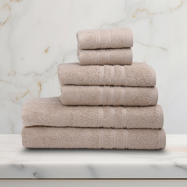 6 Pieces Chic Premium Cotton Towel Set - Beige