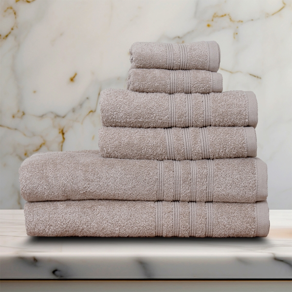 6 Pieces Fashion Premium Cotton Towel Set - Beige