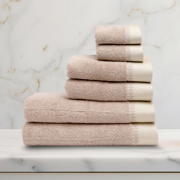 6 Pieces Newfangled Premium Cotton Towel Set - Beige