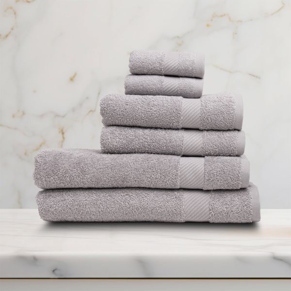 6 Pieces Simple Premium Cotton Towel Set - Grey
