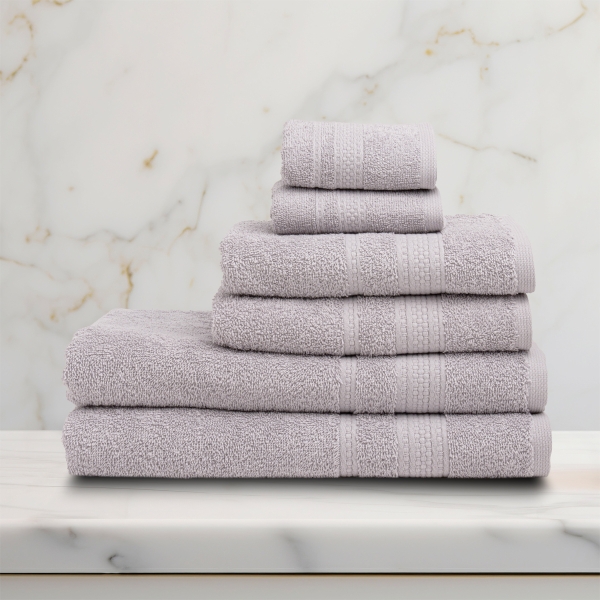 6 Pieces Linear Premium Cotton Towel Set - Grey