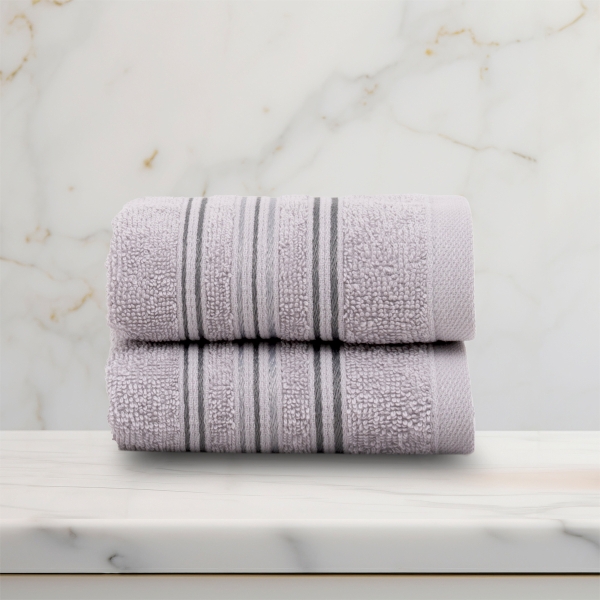 2 Pieces Linear 30 x 50 cm Hand Towel Set Premium Cotton - Grey