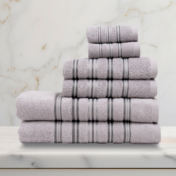 6 Pieces Lineage Premium Cotton Towel Set - Grey