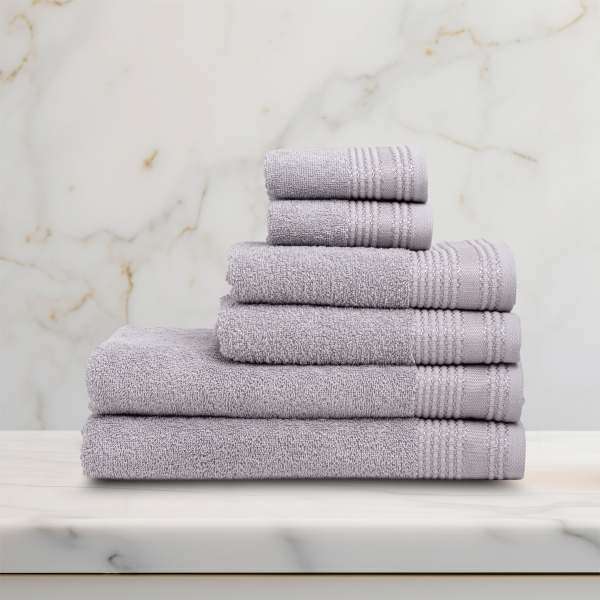 6 Pieces Pale Premium Cotton Towel Set - Grey