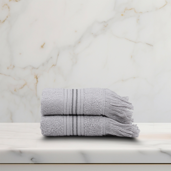 2 Pieces Classy 30 x 50 cm Hand Towel Set Premium Cotton - Grey