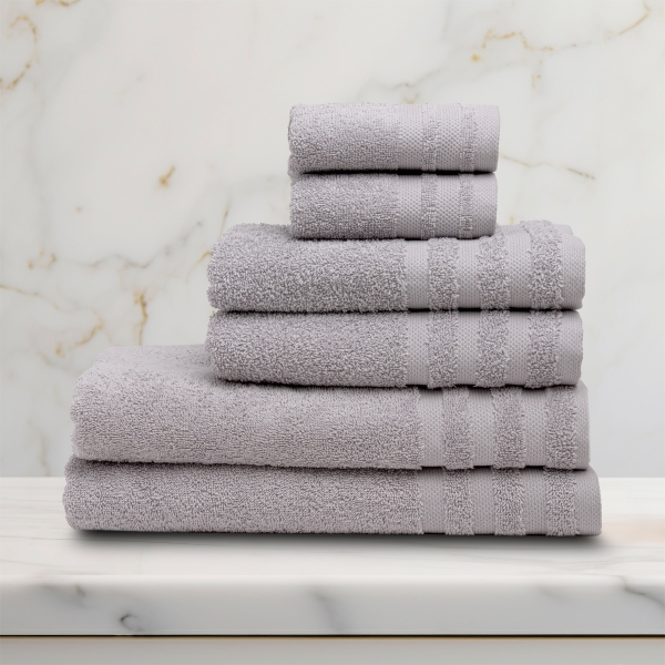 6 Pieces Modern Premium Cotton Towel Set - Grey