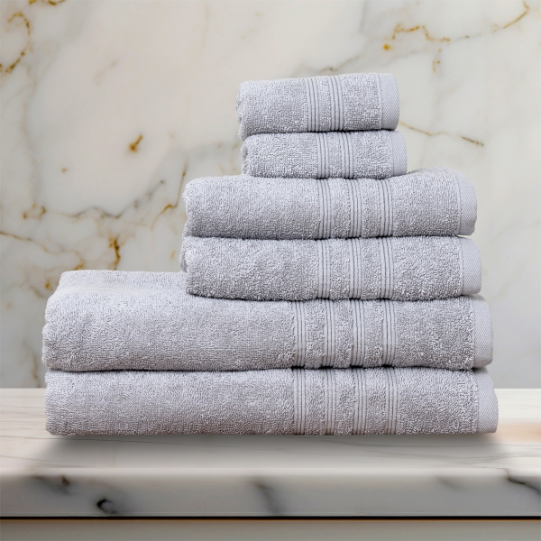 6 Pieces Fashion Premium Cotton Towel Set - Grey