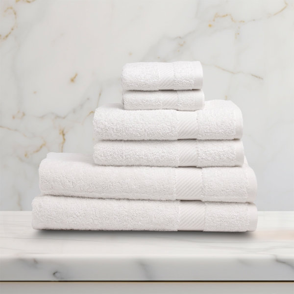 6 Pieces Simple Premium Cotton Towel Set - White