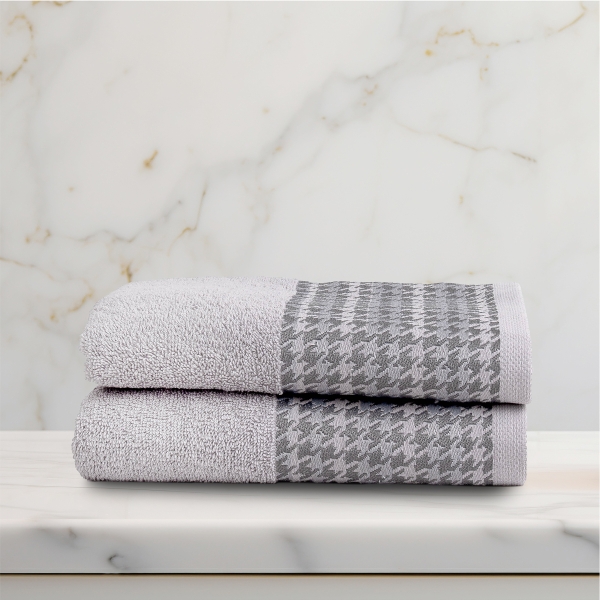 2 Pieces Ziggy Premium Cotton Face Towel Set 50 x 90 cm - Grey