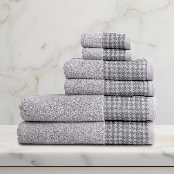 6 Pieces Ziggy Premium Cotton Towel Set - Grey