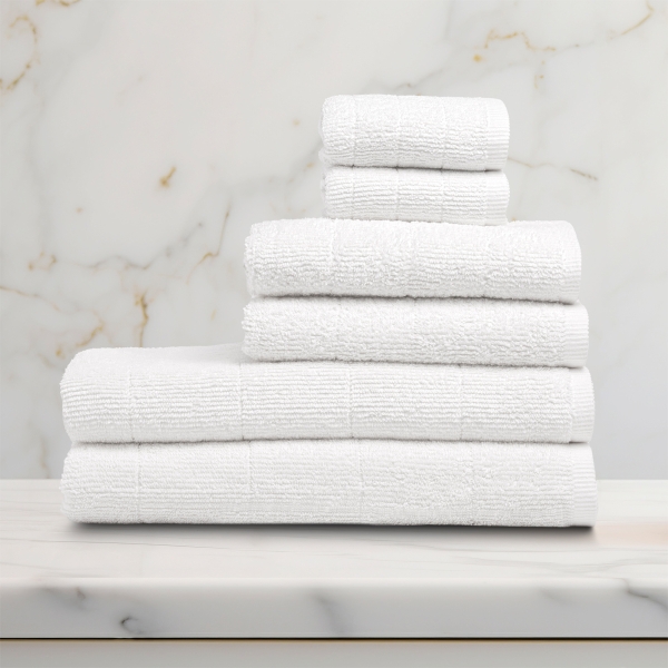 6 Pieces Cool Premium Cotton Towel Set - White