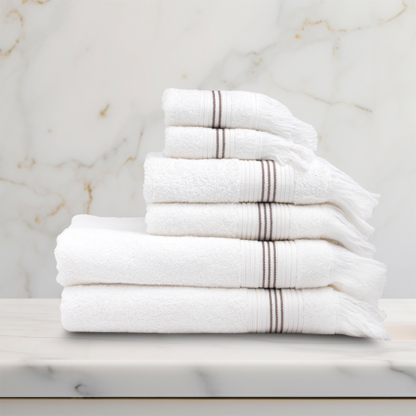 6 Pieces Classy Premium Cotton Towel Set - White