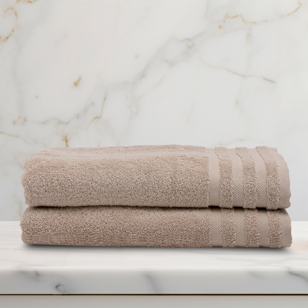 2 Pieces Modern Premium Cotton Bath Towel Set 70 x 140 cm - Beige