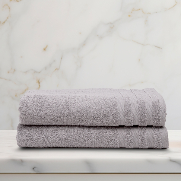 2 Pieces Modern Premium Cotton Bath Towel Set 70 x 140 cm - Grey