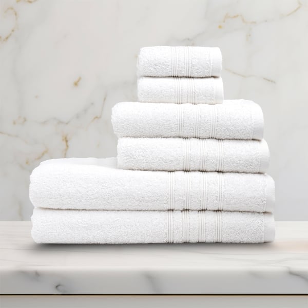 6 Pieces Fashion Premium Cotton Towel Set - White