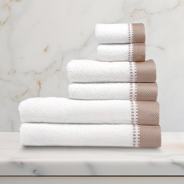 6 Pieces Newfangled Premium Cotton Towel Set - White
