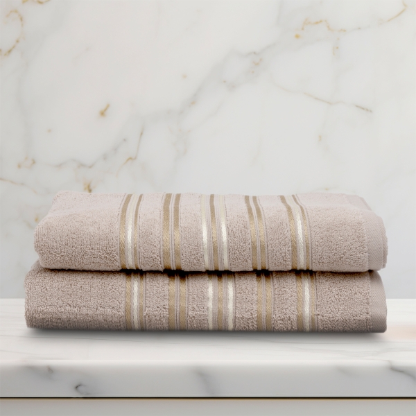 2 Pieces Lineage Premium Cotton Bath Towel Set 70 x 140 cm - Beige