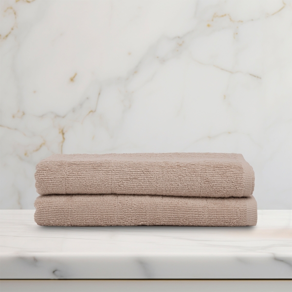 2 Pieces Cool Premium Cotton Bath Towel Set 70 x 140 cm - Beige
