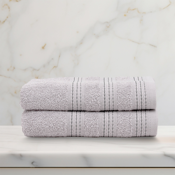 2 Pieces Stylish Premium Cotton Face Towel Set 50 x 90 cm - Grey