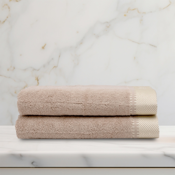 2 Pieces Newfangled Premium Cotton Bath Towel Set 70 x 140 cm - Beige