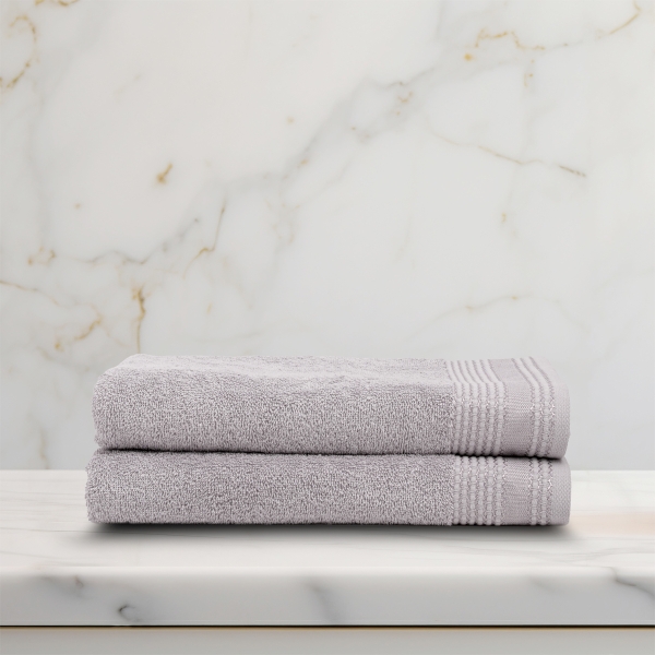 2 Pieces Pale Premium Cotton Bath Towel Set 70 x 140 cm  - Grey