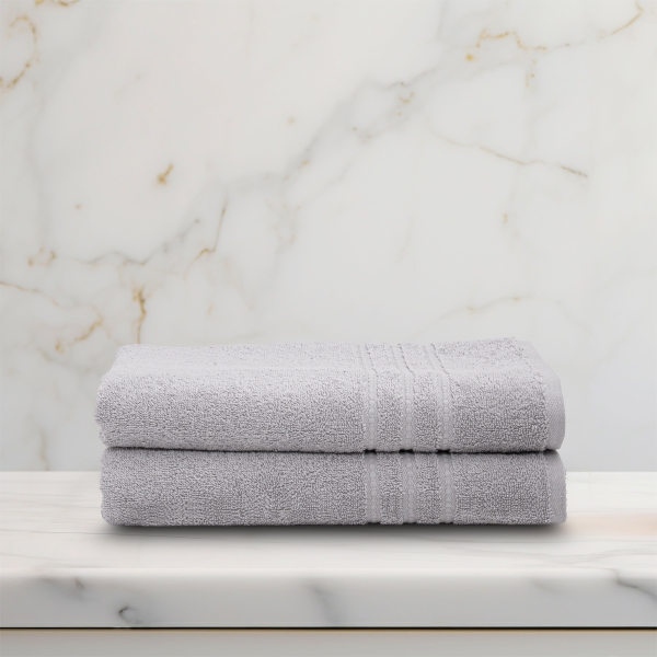 2 Pieces Chic Premium Cotton Bath Towel Set 70 x 140 cm - Grey