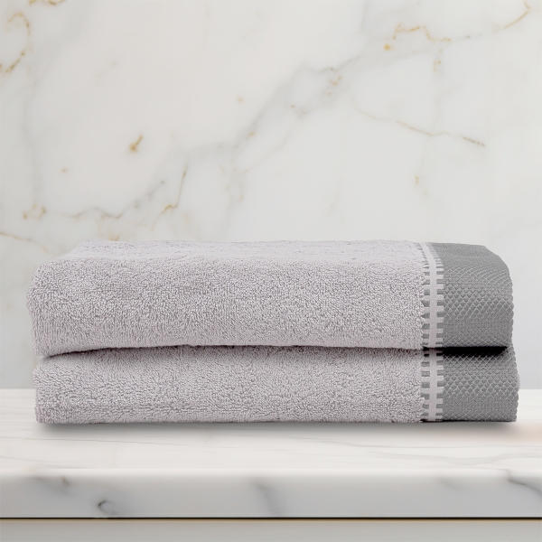 2 Pieces Newfangled Premium Cotton Bath Towel Set 70 x 140 cm - Grey