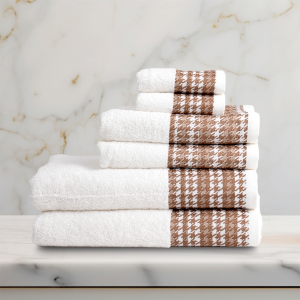6 Pieces Ziggy Premium Cotton Towel Set - White