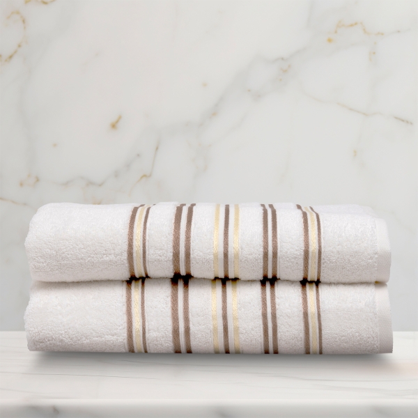 2 Pieces Lineage Premium Cotton Bath Towel Set 70 x 140 cm - White