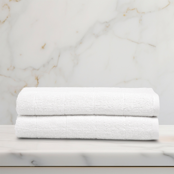 2 Pieces Cool Premium Cotton Bath Towel Set 70 x 140 cm - White