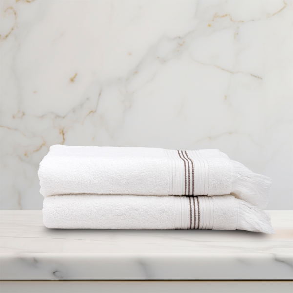 2 Pieces Classy Premium Cotton Bath Towel Set 70 x 140 cm - White