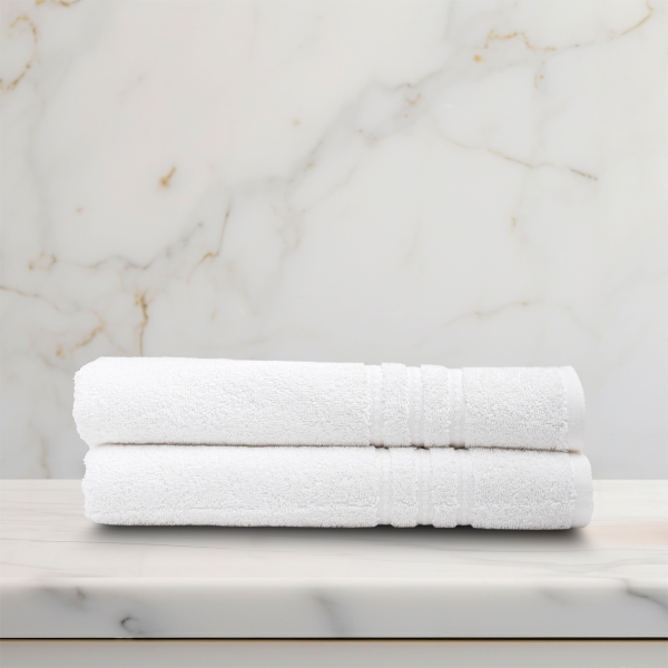 2 Pieces Chic Premium Cotton Bath Towel Set 70 x 140 cm - White