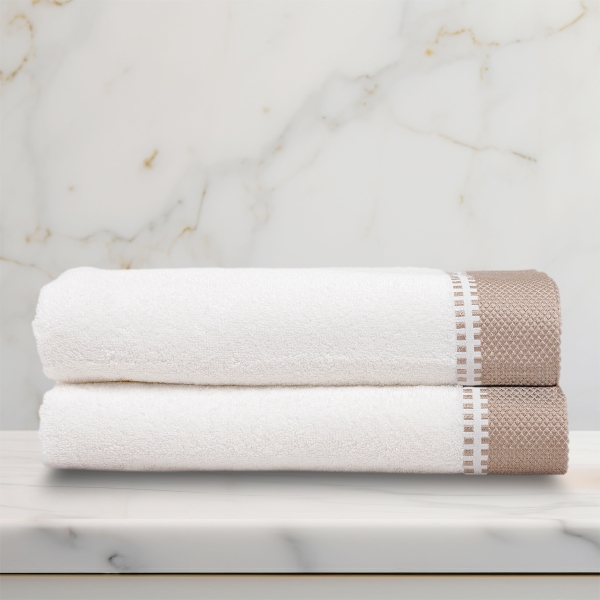 2 Pieces Newfangled Premium Cotton Bath Towel Set 70 x 140 cm - White