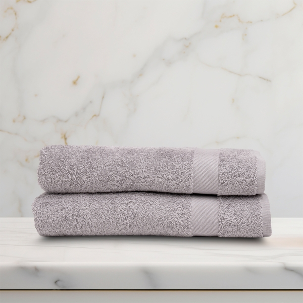 2 Pieces Simple Premium Cotton Bath Towel Set 70 x 140 cm - Grey