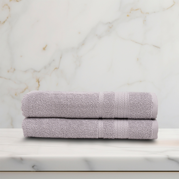 2 Pieces Linear Premium Cotton Bath Towel Set 70 x 140 cm - Grey