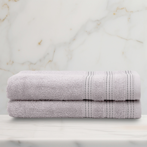 2 Pieces Stylish Premium Cotton Bath Towel Set 70 x 140 cm - Grey