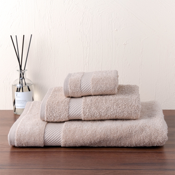 3 Pieces Simple Premium Cotton Towel Set - Beige