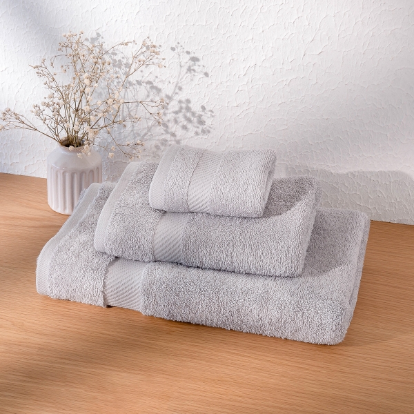 3 Pieces Simple Premium Cotton Towel Set - Grey