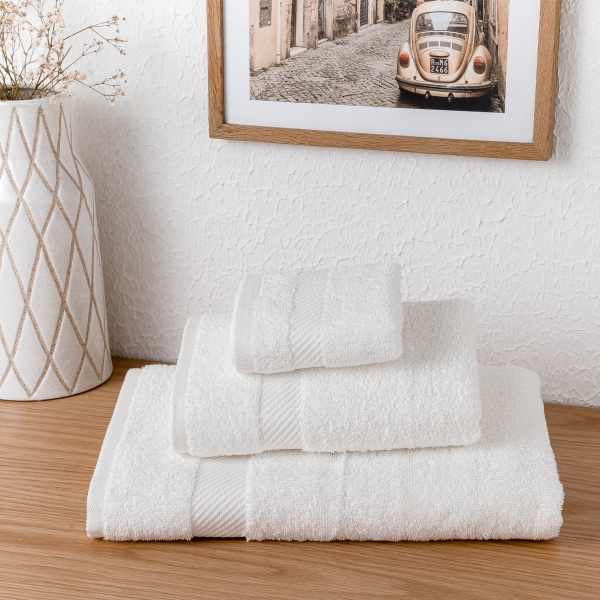 3 Pieces Simple Premium Cotton Towel Set - White
