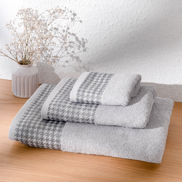 3 Pieces Ziggy Premium Cotton Towel Set - Grey
